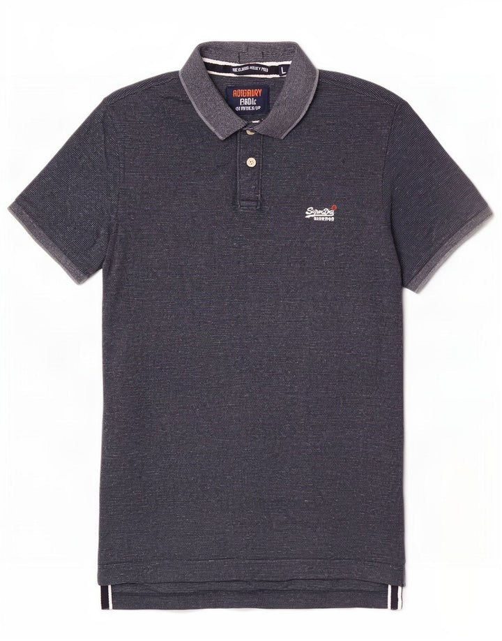 Polo da uomo Superdry Large in cotone screziato blu navy