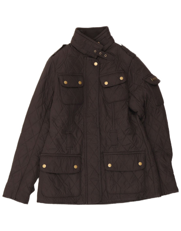 Giacca trapuntata militare da donna Barbour UK 10 piccola in poliestere nero
