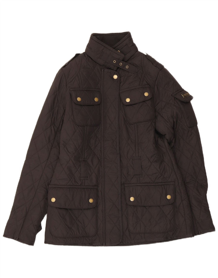 Giacca trapuntata militare da donna Barbour UK 10 piccola in poliestere nero