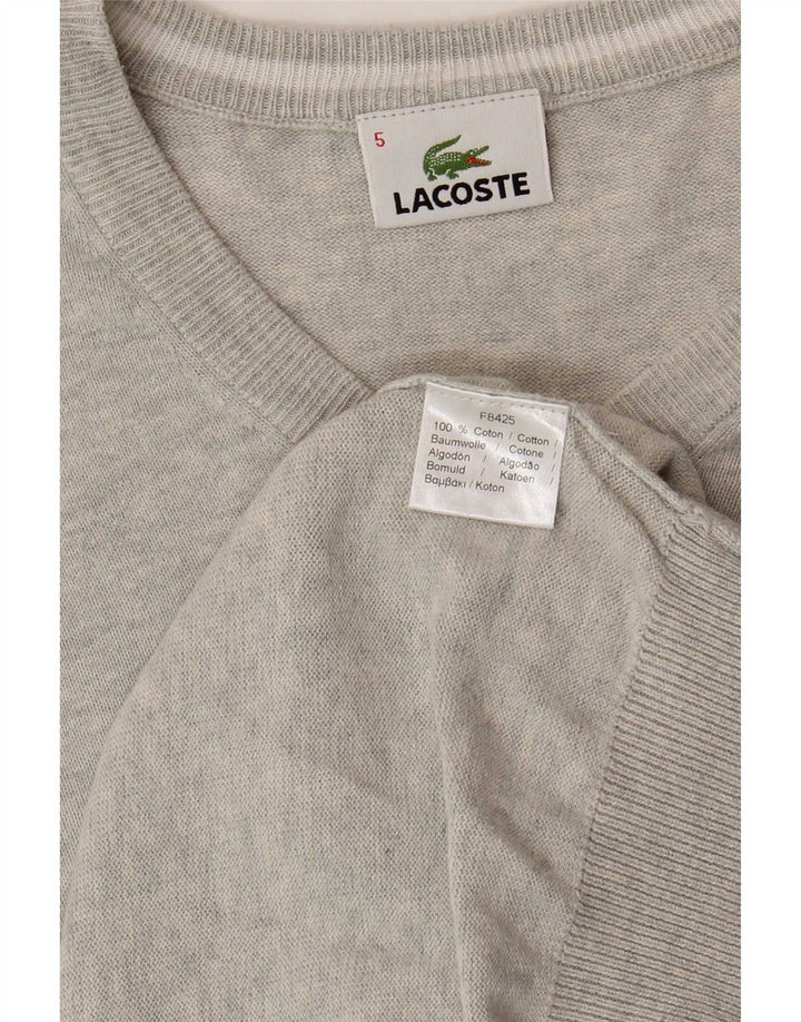 Maglione da uomo con scollo a V Lacoste taglia 5 grande cotone chiazzato grigio
