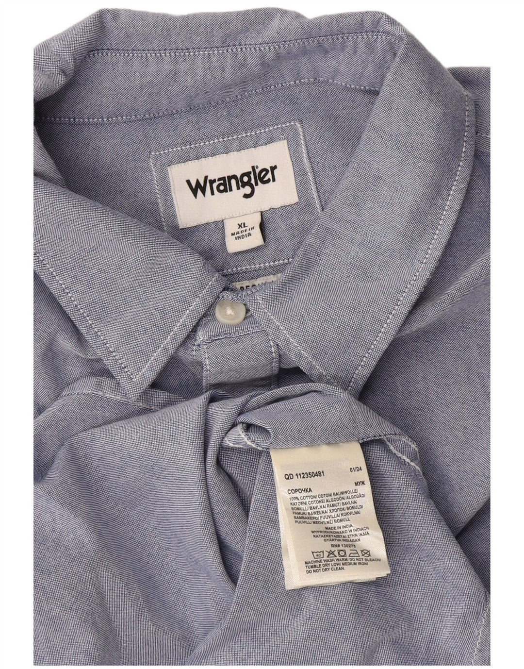 Camicia da uomo Wrangler XL in cotone blu