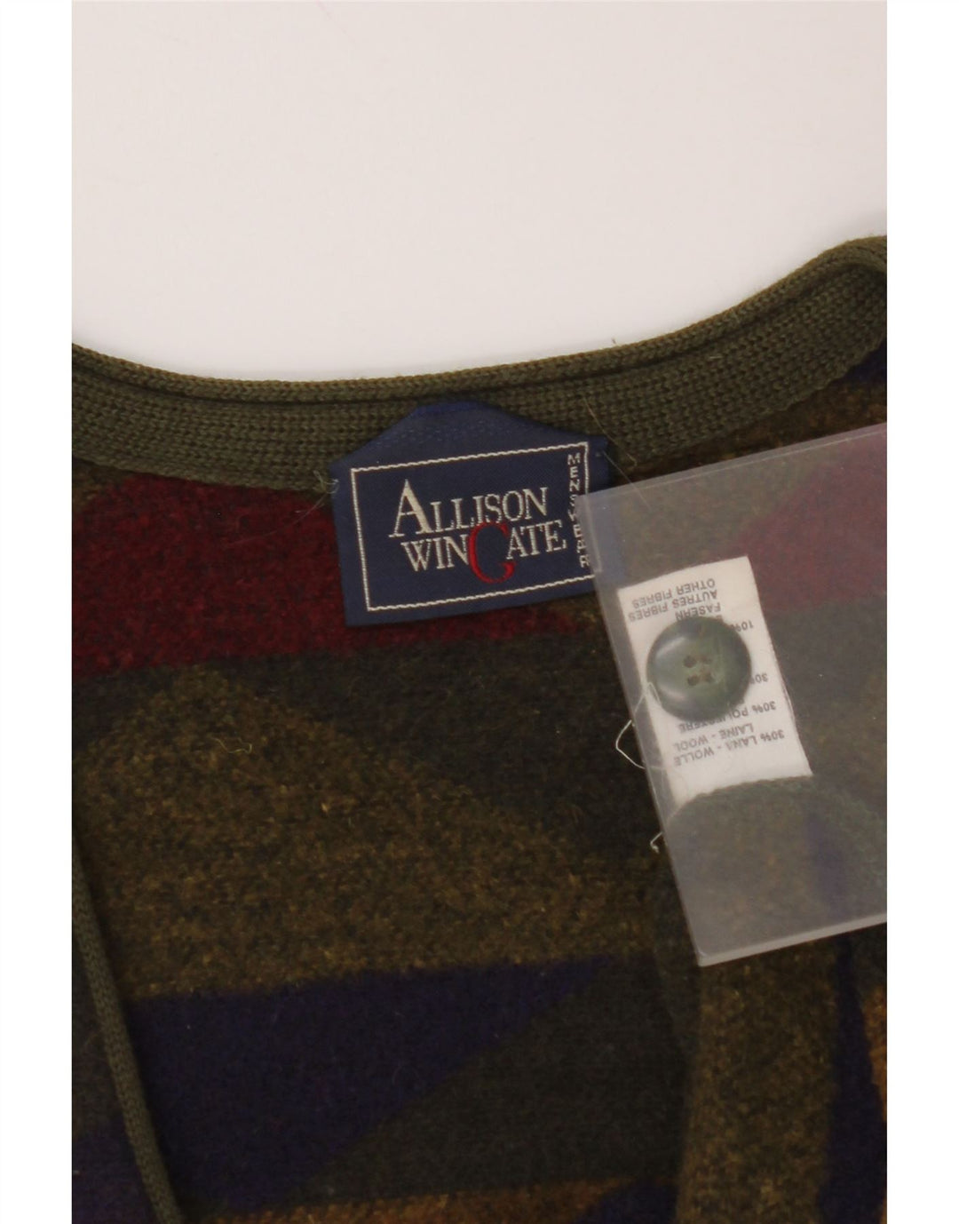 ALLISON WINGATE Maglione cardigan da uomo grande multicolore Fair Isle