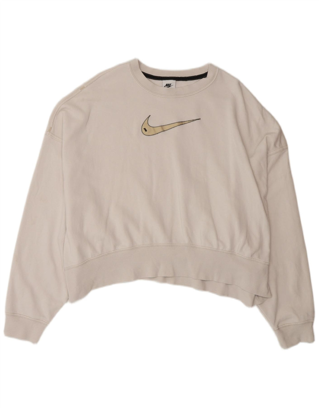 NIKE Felpa con grafica corta oversize da donna UK 16 Large Bianca