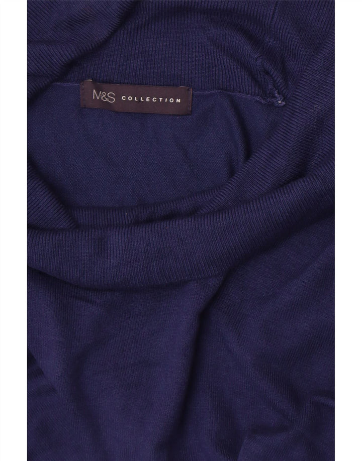 Maglione maglione a collo alto da donna Marks & Spencer UK 10 piccolo blu navy