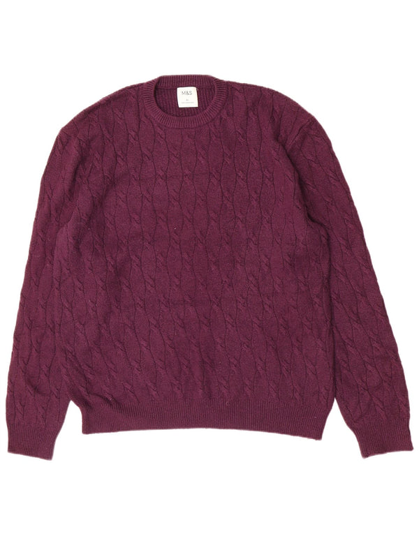 Maglione maglione girocollo da uomo Marks & Spencer XL viola in poliammide