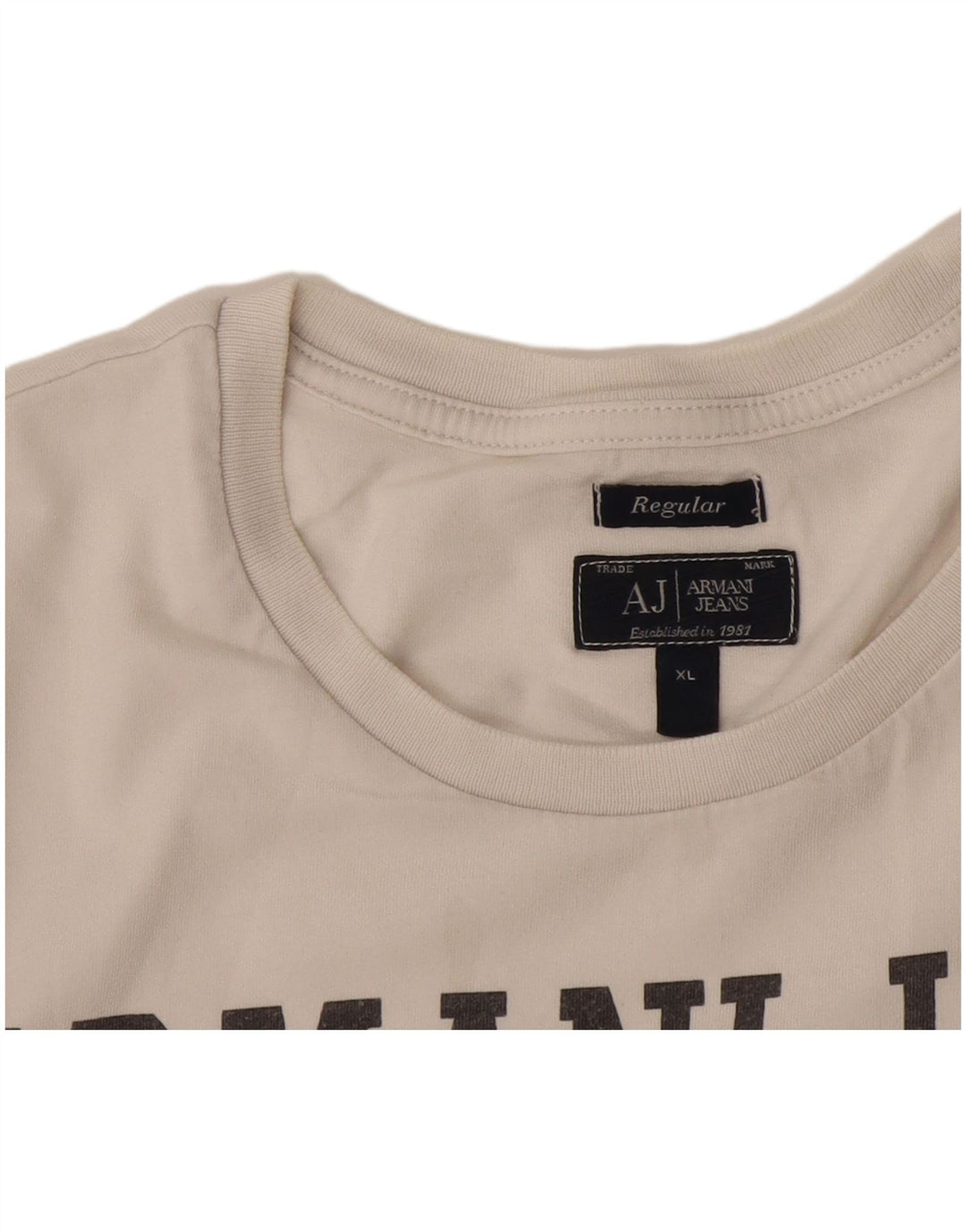 Armani Jeans T-shirt grafica regolare da uomo XL bianca