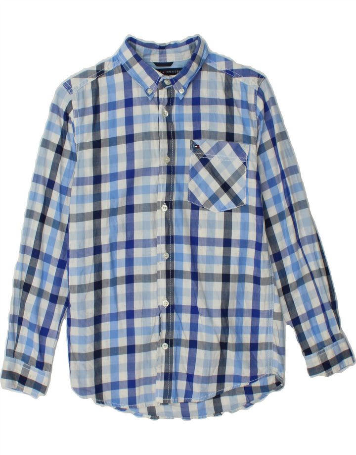 TOMMY HILFIGER Boys Shirt 12-13 Years Medium  Blue Check Cotton Vintage Tommy Hilfiger and Second-Hand Tommy Hilfiger from Messina Hembry 