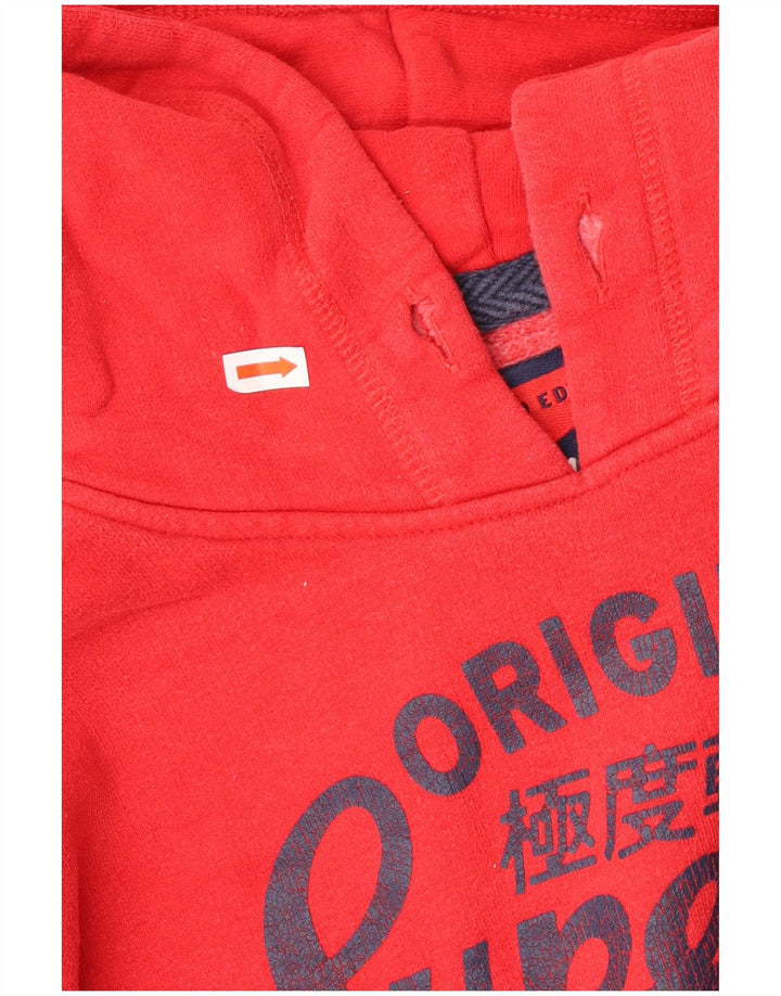 Maglione con cappuccio grafico da uomo Superdry piccolo in cotone rosso