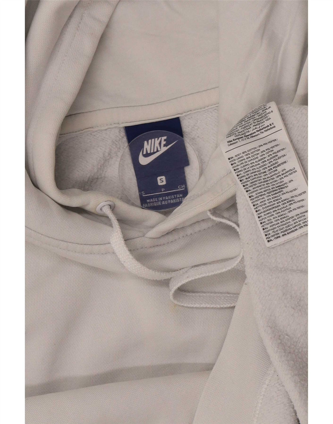 Felpa con cappuccio da uomo Nike Small in cotone bianco