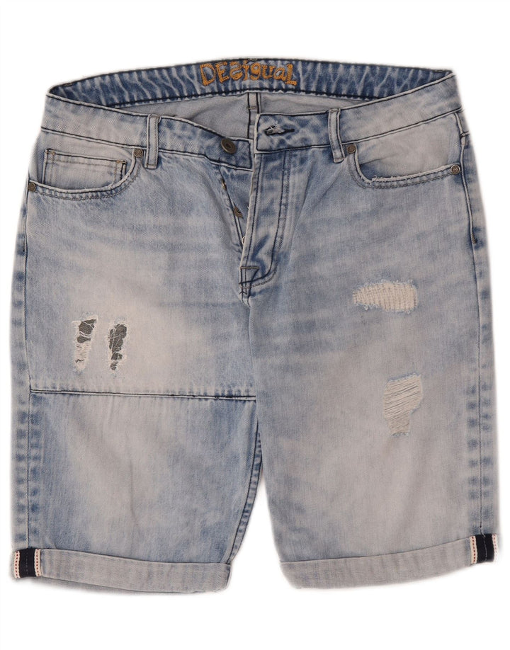 Pantaloncini di jeans invecchiati Desigual da uomo W32 blu medio