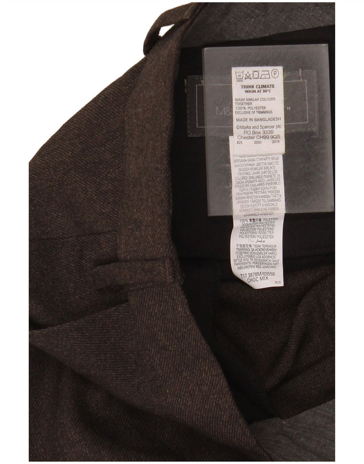 Pantaloni da abito vestibilità regolare da uomo Marks & Spencer W44 L33 poliestere marrone