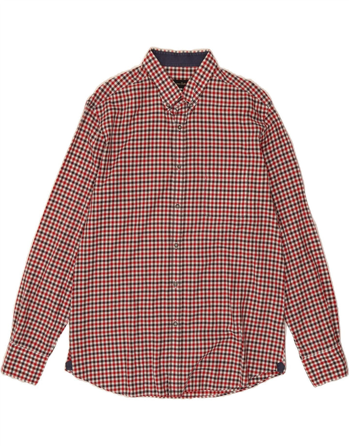 MASSIMO DUTTI Mens Shirt XL Red Check Cotton Vintage Massimo Dutti and Second-Hand Massimo Dutti from Messina Hembry 