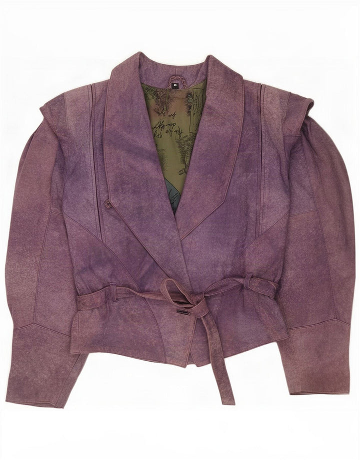 Giacca vintage in pelle scamosciata da donna EU 38 in pelle viola media