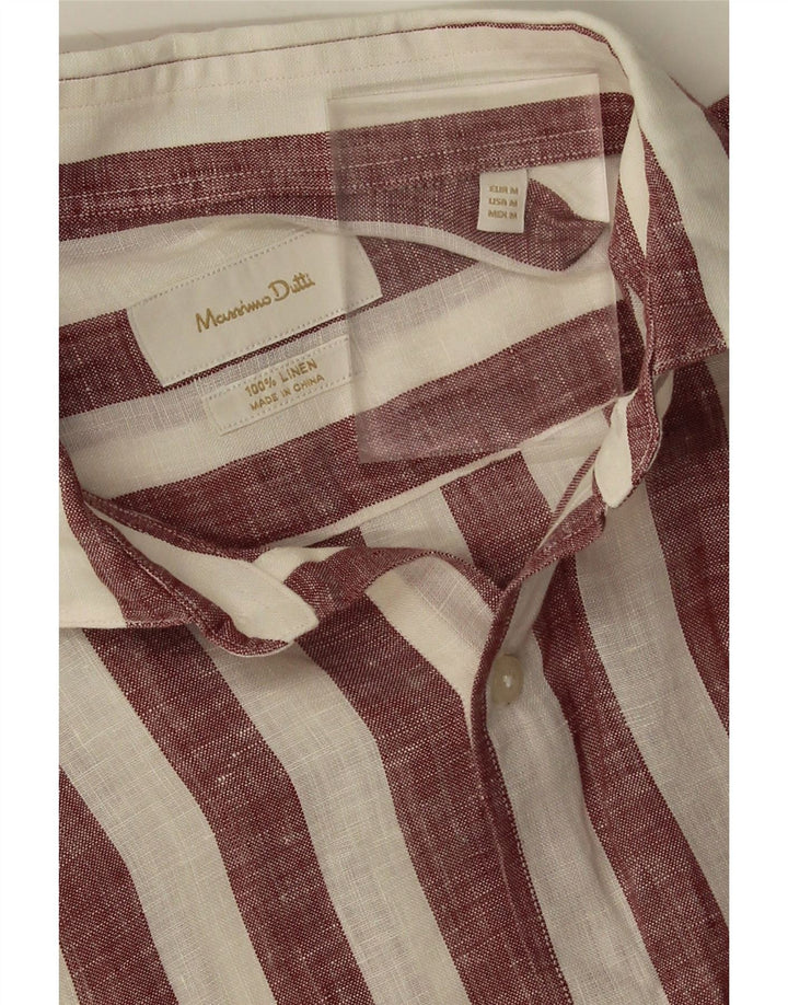 Camicia da uomo Massimo Dutti Lino a righe bordeaux medio