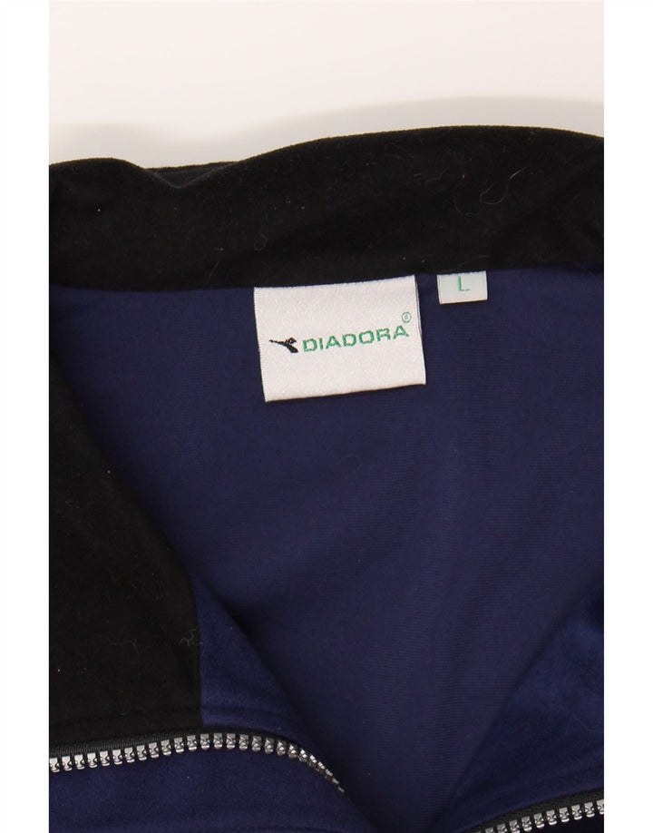 DIADORA Womens Oversized Fleece Jacket UK 16 Large Blue Polyester Vintage Diadora and Second-Hand Diadora from Messina Hembry 