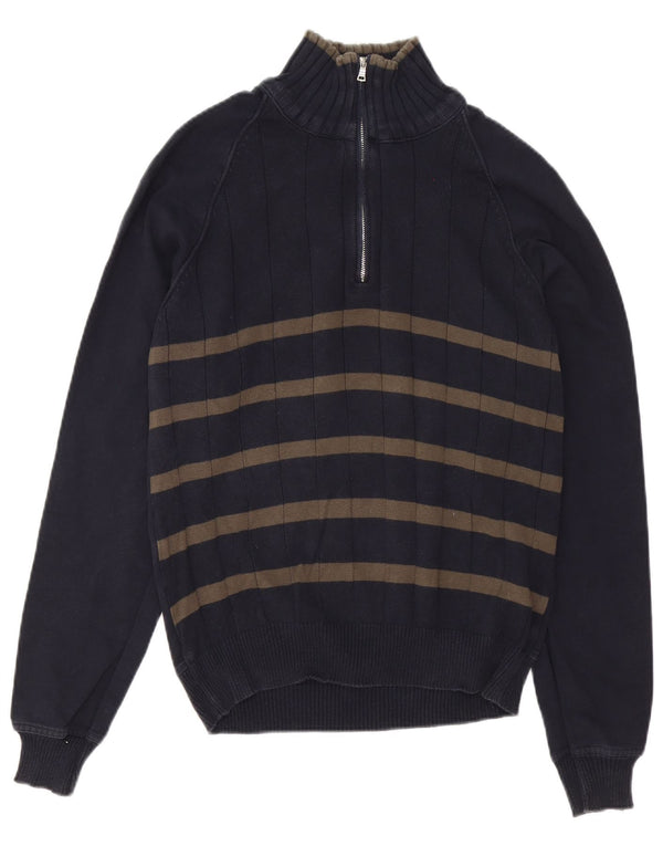 Maglione Zara da uomo con zip e collo a righe blu navy medie