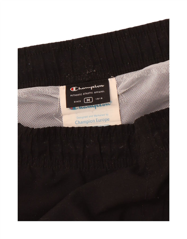 CHAMPION Mens Graphic Swimming Shorts Medium  Black Polyester
