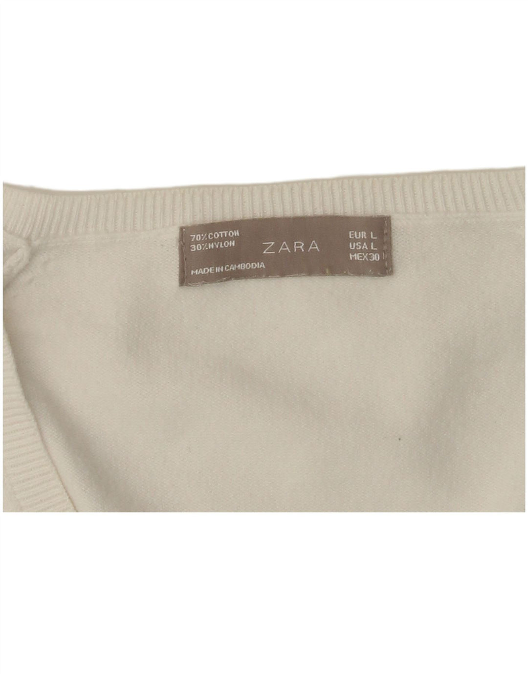 Maglione ZARA da donna con scollo a V UK 14 grande bianco