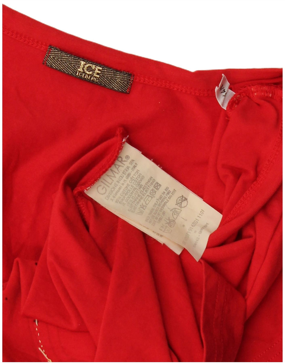 T-shirt grafica da donna Popeye ICEBERG Top UK 12 cotone rosso medio