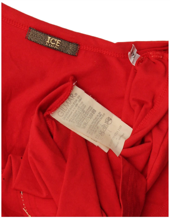 T-shirt grafica da donna Popeye ICEBERG Top UK 12 cotone rosso medio