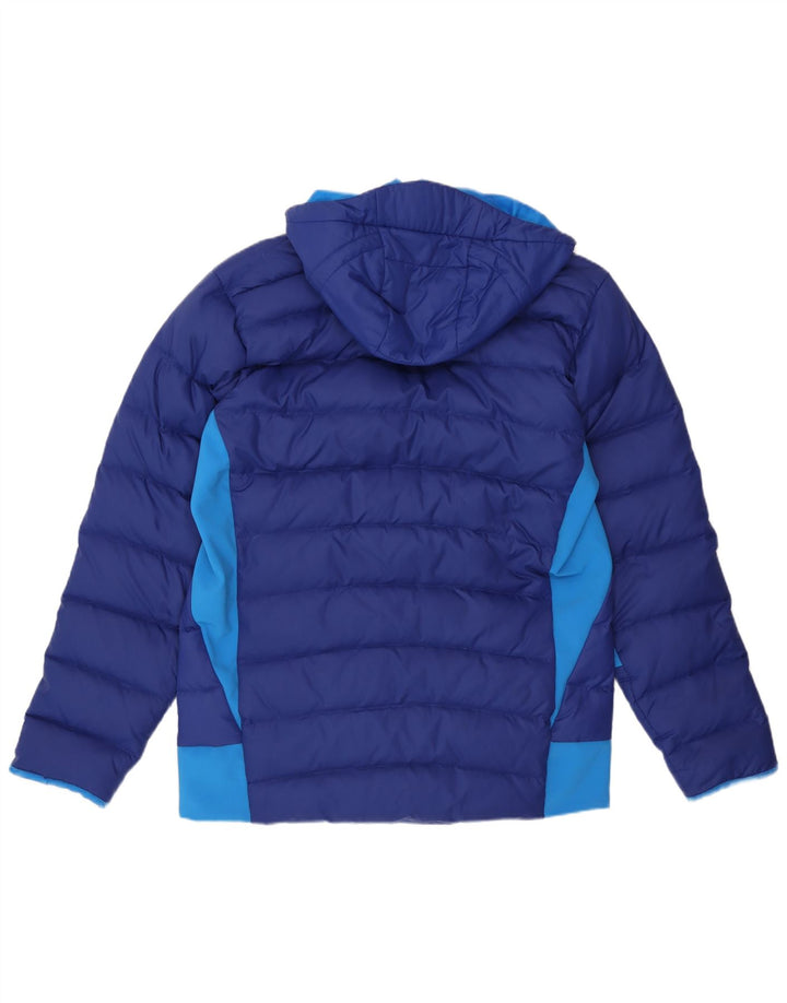 Giacca imbottita con cappuccio da uomo Adidas UK 40/42 Colorblock blu medio