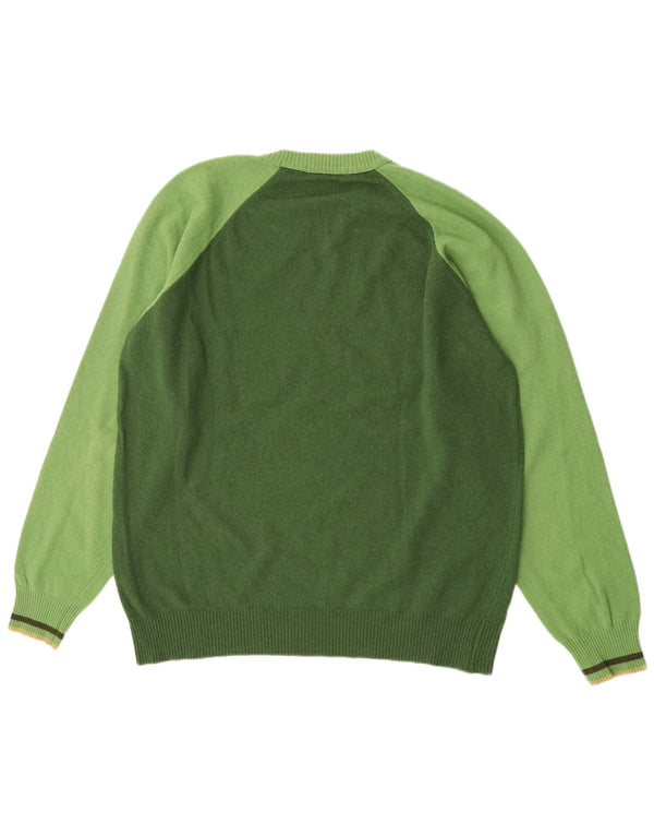 Maglione da uomo girocollo Catbalou in lana a righe verdi grandi