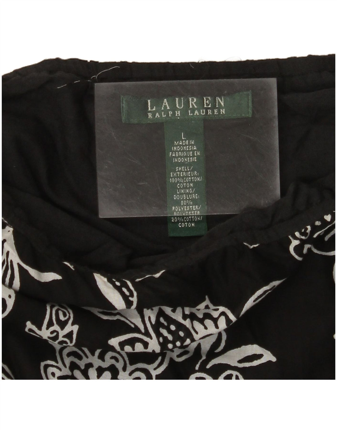 RALPH LAUREN Gonna a strati da donna grande W34 cotone floreale nero