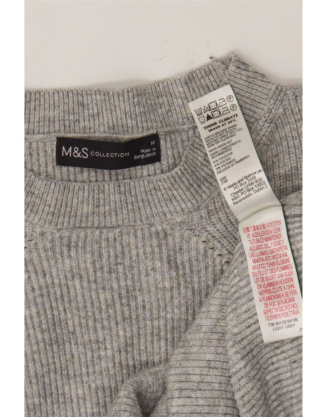 Maglione maglione girocollo da donna Marks & Spencer UK 12 Grigio medio chiazzato