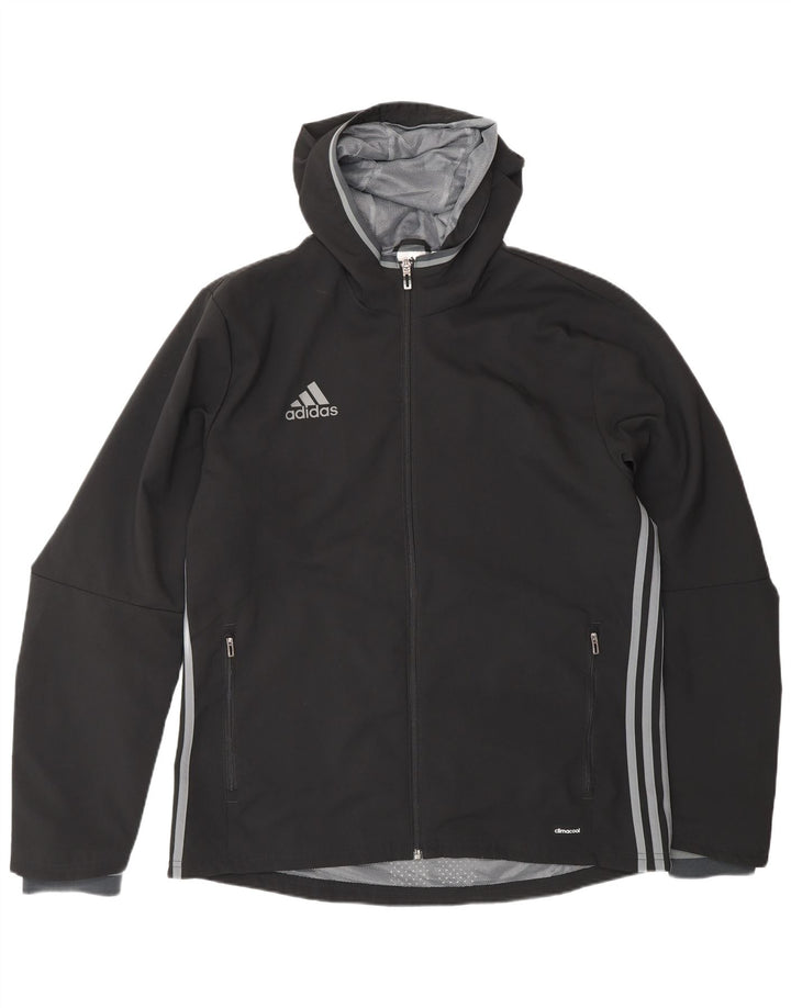 Giacca da uomo ADIDAS Climacool con cappuccio, giacca grande in poliestere nero