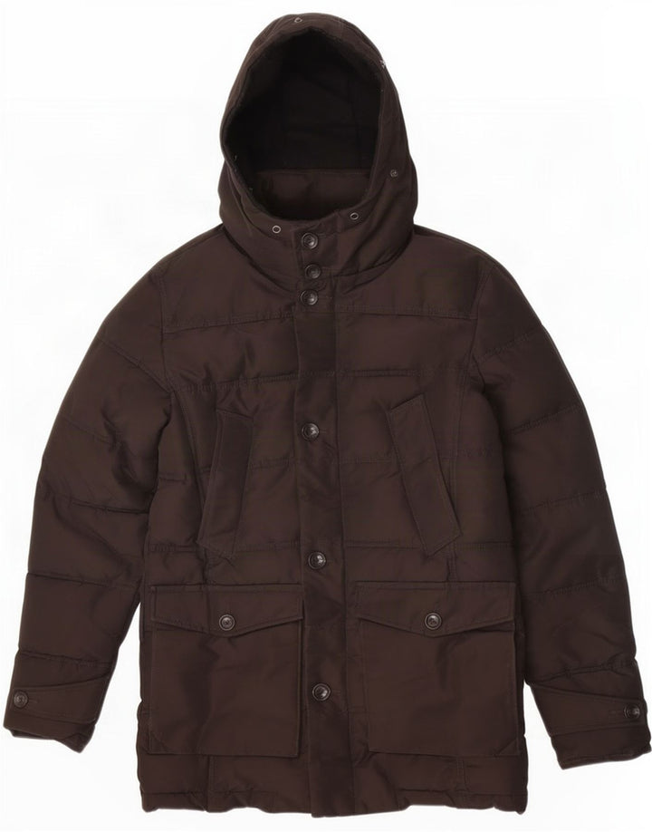 Giacca imbottita con cappuccio da uomo Zara UK 38 Poliestere marrone medio
