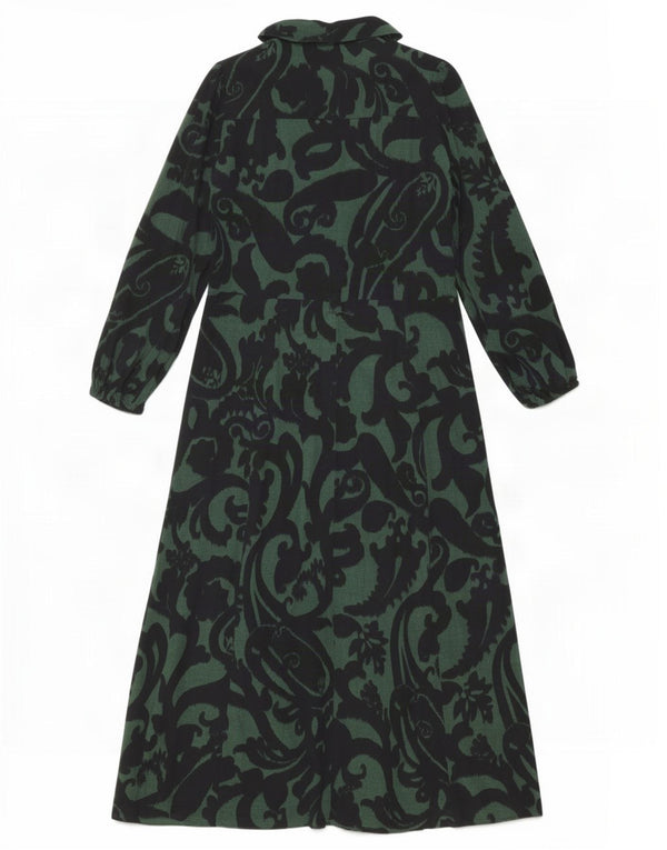 Vestito lungo a maniche lunghe da donna Zara UK 10 Small Green Paisley