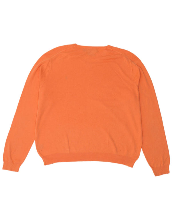 Maglione maglione con scollo a V vestibilità ampia da uomo Polo Ralph Lauren 2XL cotone arancione