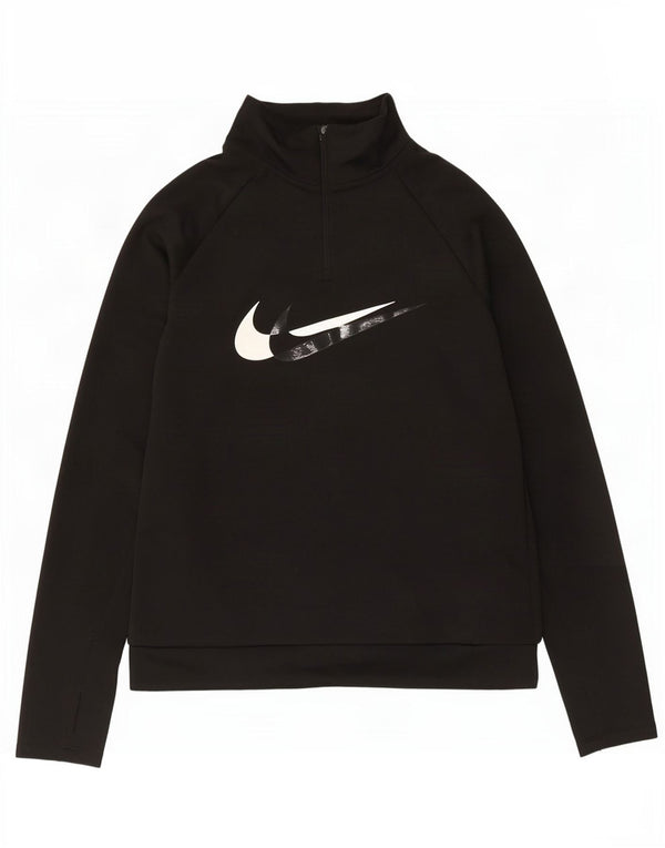 Felpa da donna Nike Dri Fit con collo con zip grafica, maglione UK 6 XS nera