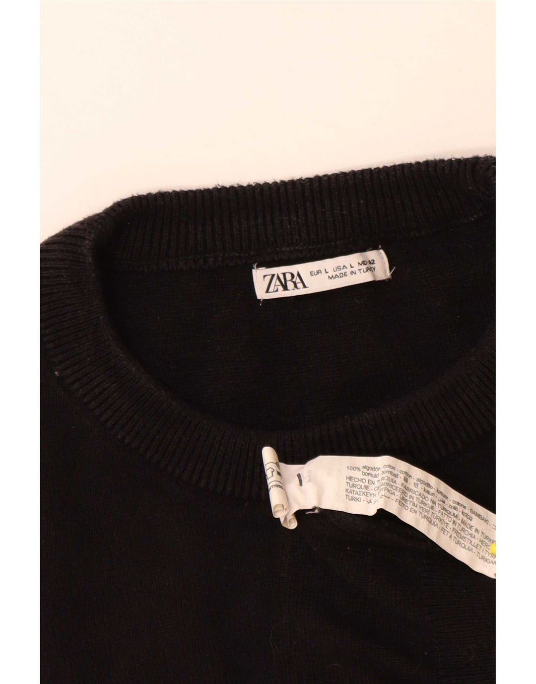 Maglione maglione girocollo da uomo Zara grande in cotone nero
