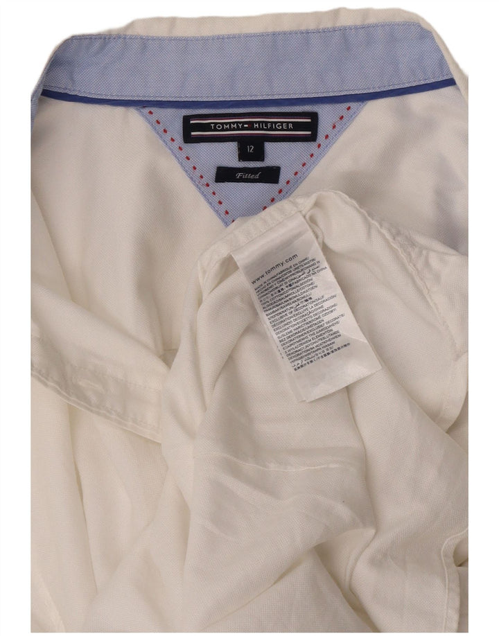 Camicia elasticizzata da donna Tommy Hilfiger US 12 Large Cotone bianco