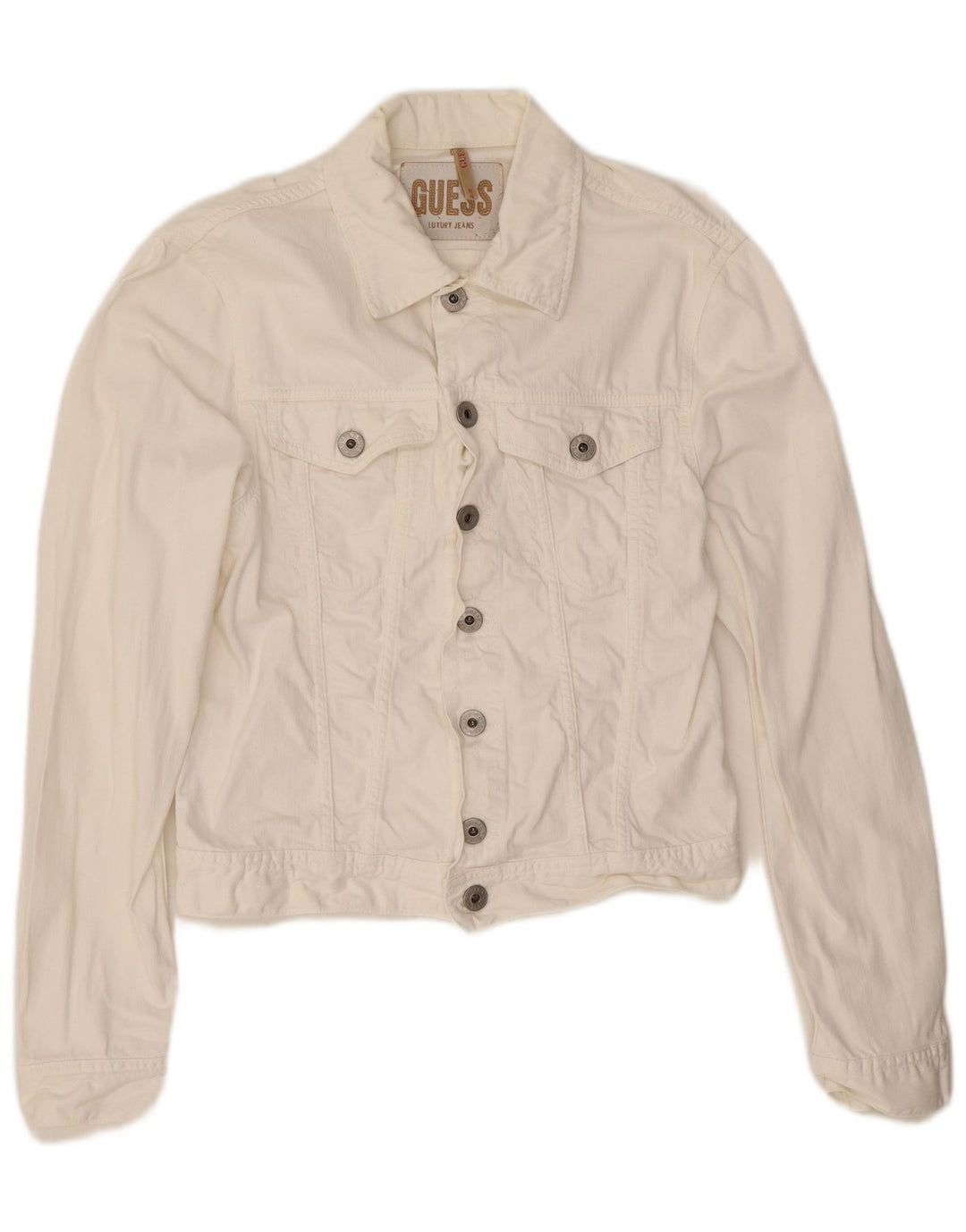 Giacca in denim da donna Guess UK 14 cotone bianco medio
