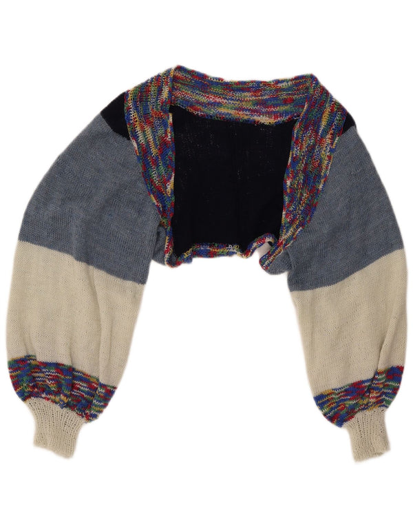 Maglione Bolero corto da donna vintage UK 14 colorblock medio multicolore