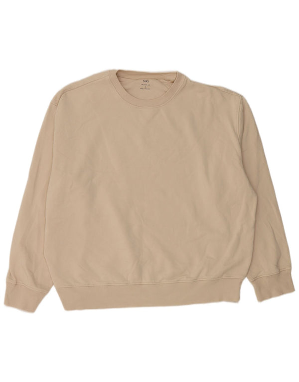 Felpa da donna Marks & Spencer vestibilità comoda maglione UK 18 XL cotone beige