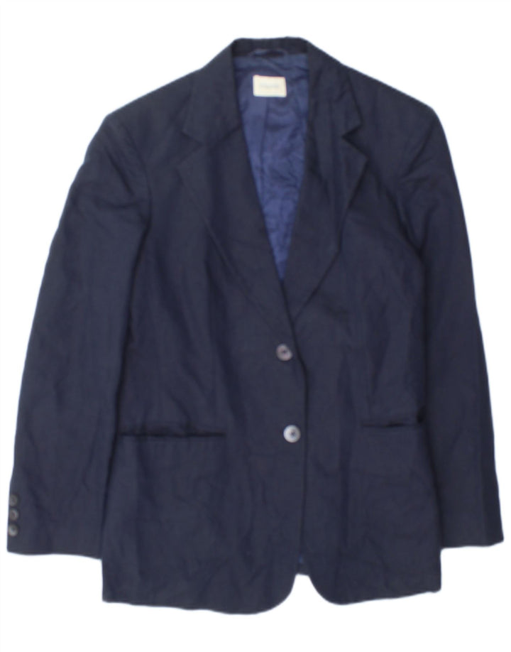 Giacca Blazer a 2 Bottoni da Donna Benetton IT 42 Medio Blu Navy in Cotone