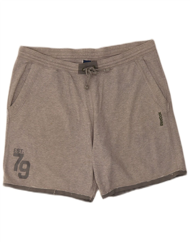 Pantaloncini sportivi Reebok da uomo con grafica XL in cotone grigio