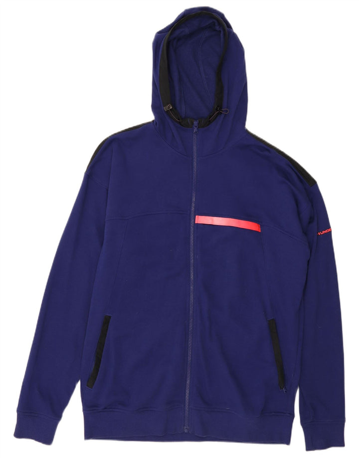 Felpa con cappuccio e zip da uomo UNDER ARMOUR grande in cotone color block viola