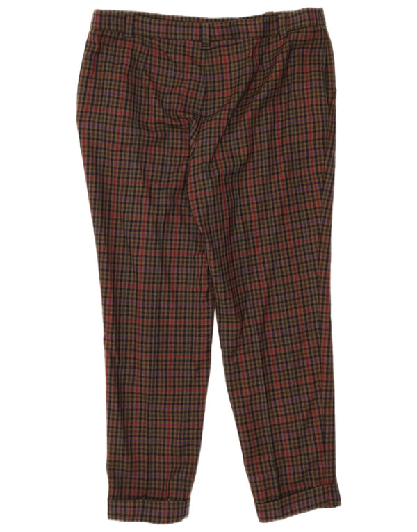 Pantaloni cropped slim da donna Luisa Spagnoli IT 48 XL W36 L27 Khaki Gingham