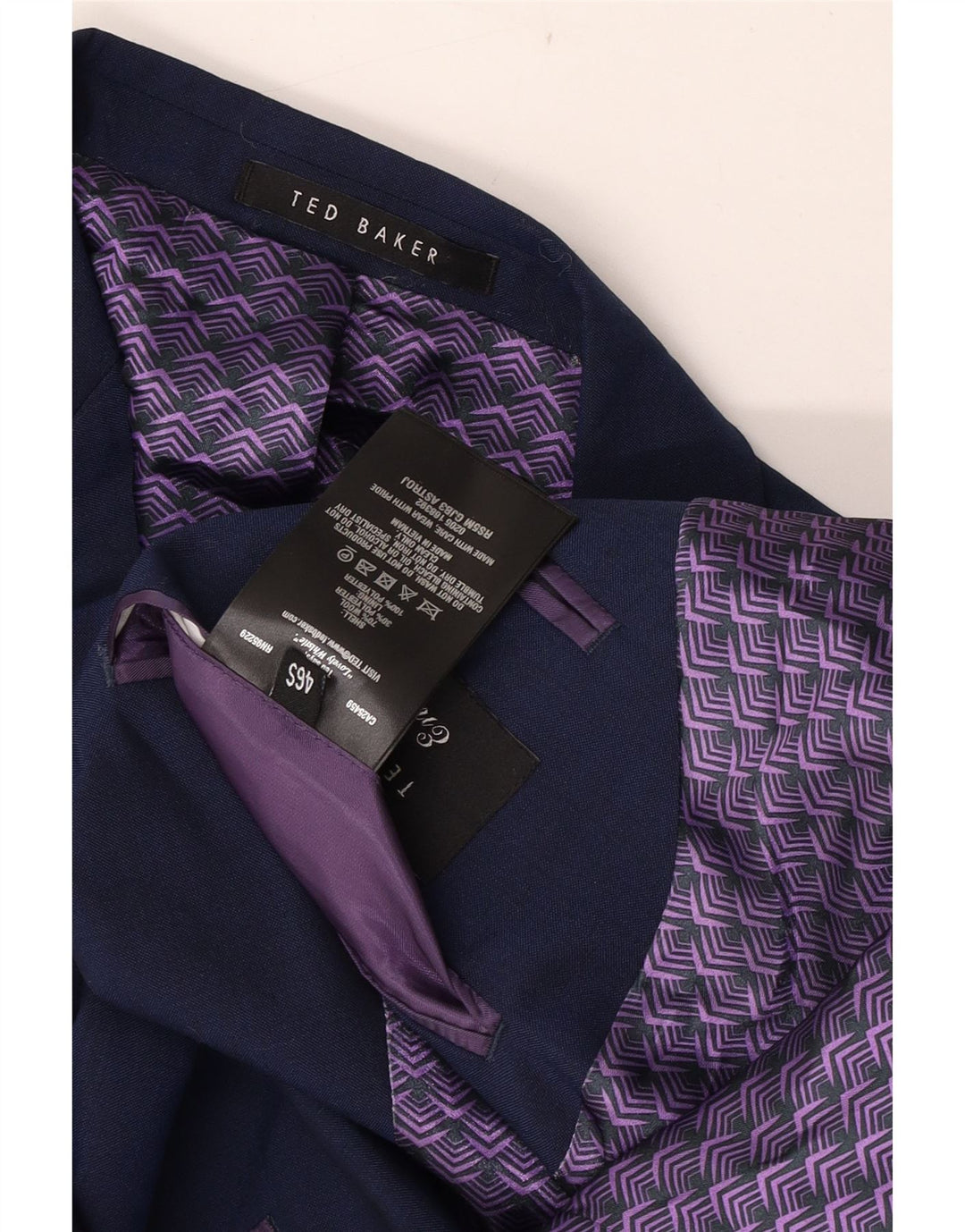 Giacca blazer da uomo a 2 bottoni Ted Baker UK 46 3XL Lana blu navy