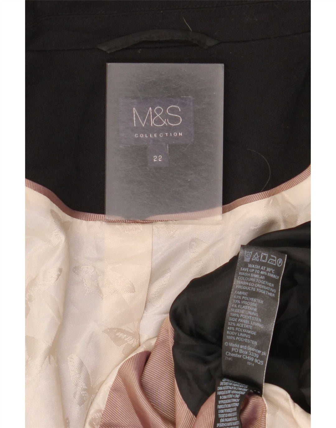 Giacca blazer a 1 bottone Marks & Spencer da donna UK 22 3XL poliestere nero
