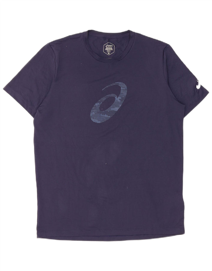 T-shirt grafica da uomo Asics, taglia grande, in poliestere blu navy