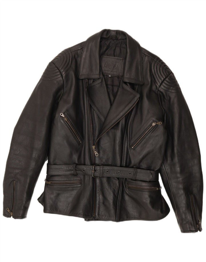 Giacca da motociclista in pelle da uomo Louis UK 42 XL Pelle nera