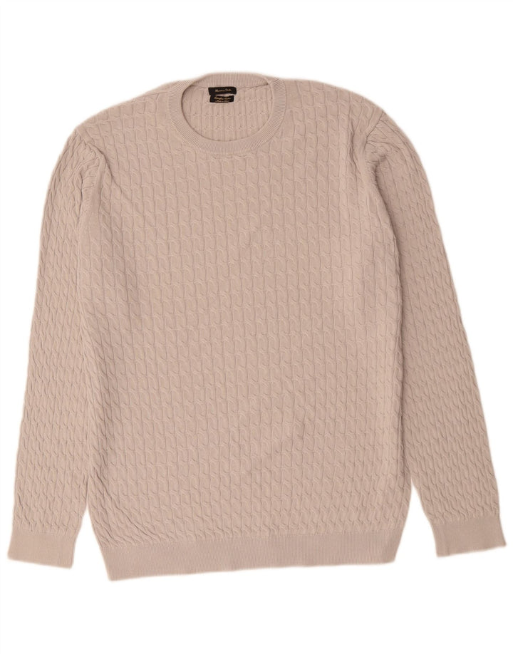 Maglione maglione girocollo da uomo Massimo Dutti XL in cotone grigio