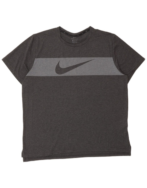 T-shirt grafica da uomo NIKE Dri Fit Top 2XL cotone gessato grigio