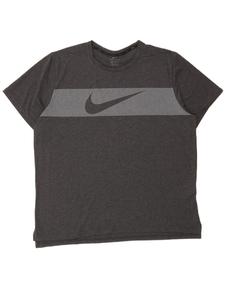 T-shirt grafica da uomo NIKE Dri Fit Top 2XL cotone gessato grigio