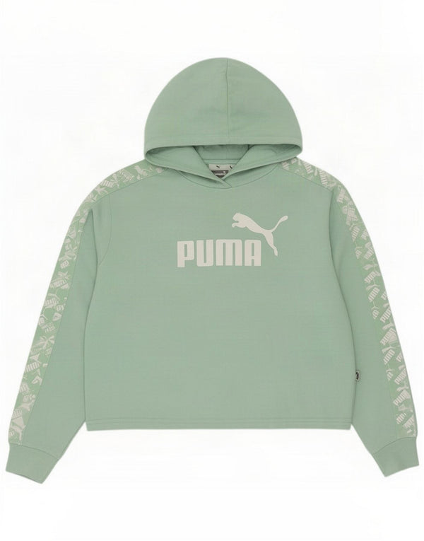Puma Felpa con cappuccio oversize con grafica da donna UK 14 Verde medio Cotone